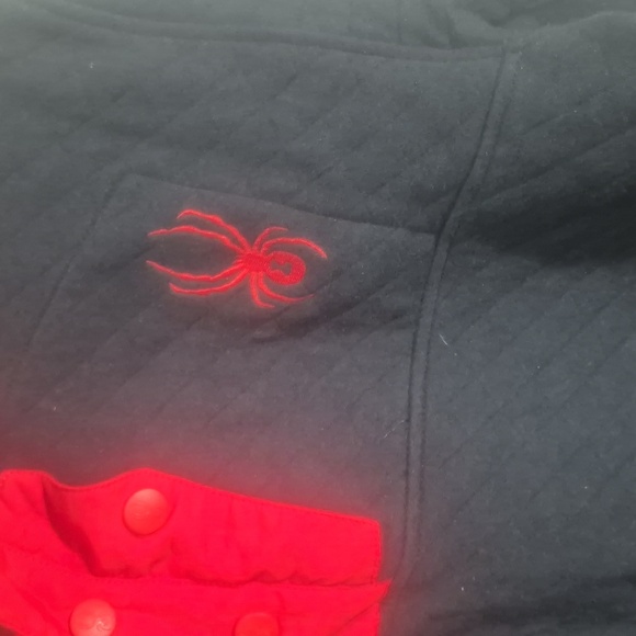 Spyder Men's Quilted Black Sweater with Red Accents - Picture 4 of 10